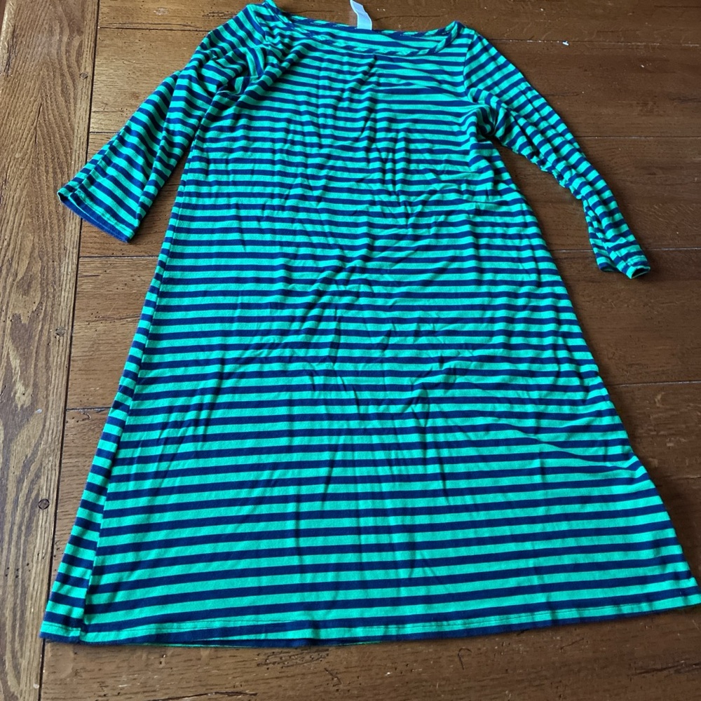 Yala  Dress with Green and Blue Stripes